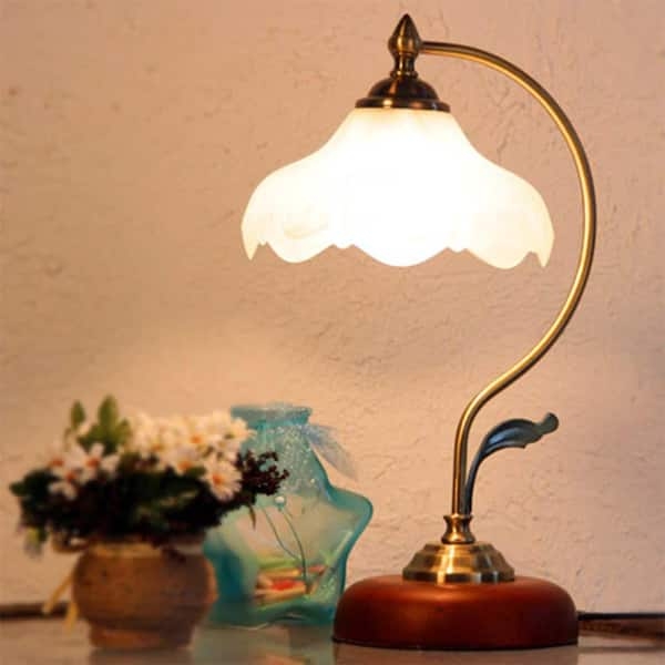 Table Lamp: Vintage Brass Dome Shade Metal with Pull Chain