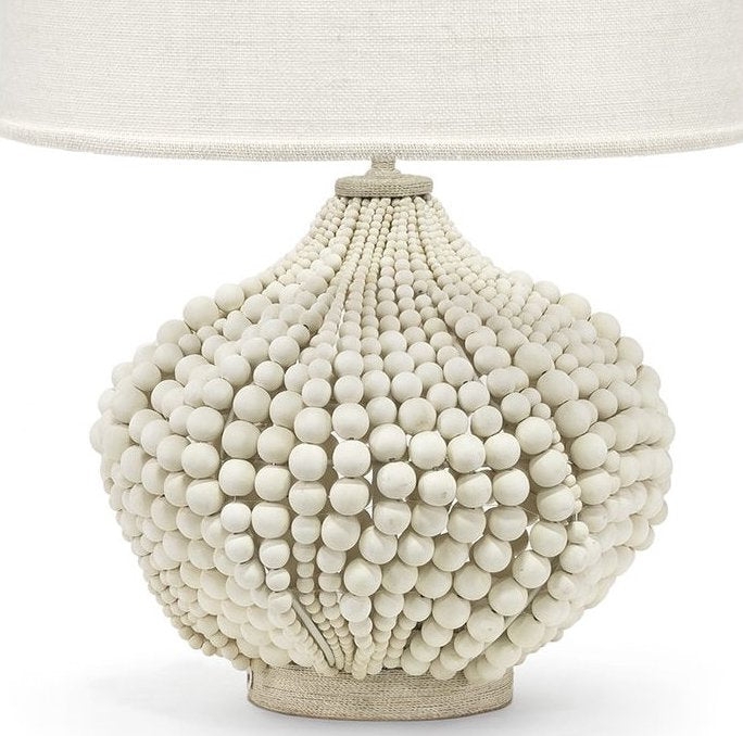 Table Lamp White Beaded Swags Coastal Boho Lighting Beach House