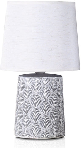 Table Lamp White Ceramic Floral Embossing Cottage Style Accent