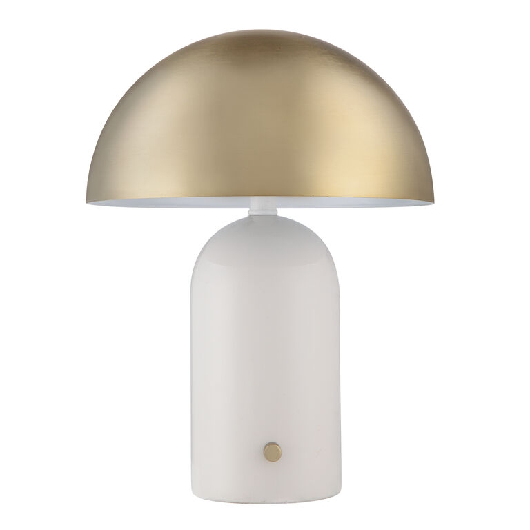 Table Lamp White Ceramic Mushroom Silhouette Gold-Toned Base