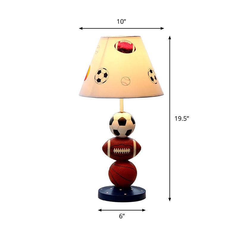 Table Lamp White Empire Shade Stacked Soccer Football Baseball Base