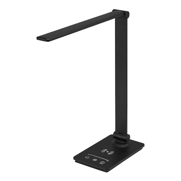 Table Lamp Wireless Charging Matte Black Finish Dome Shade Tech Friendly