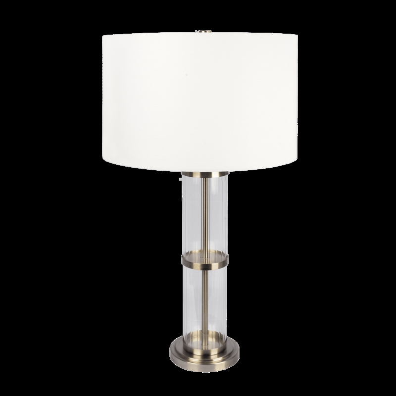 Table Lamp with Clear Glass Cylinder Body and Brushed Nickel Base