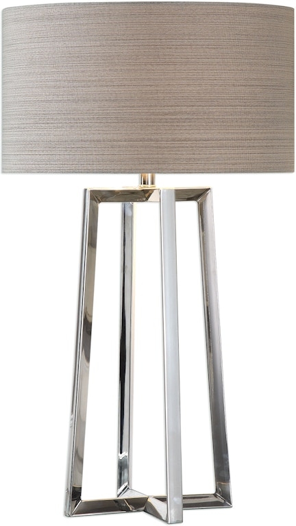 Table Lamp with Clear Glass Orb Accent and Split Metal Base