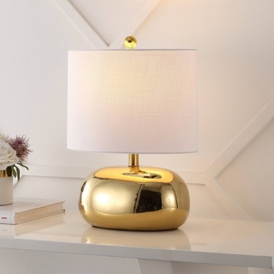 Table Lamp with Faceted Ceramic Base in Light Blue and Gold