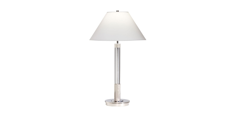 Table Lamp with Four-Rod Base Design, Polished Nickel and Cream Shade