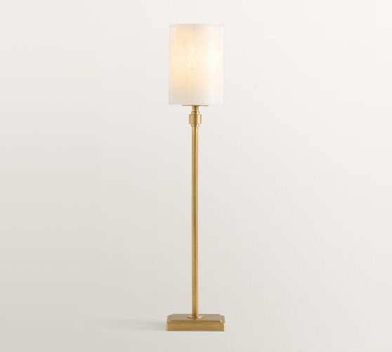 Table Lamp with Geometric Alabaster Base and Translucent Stone Finish
