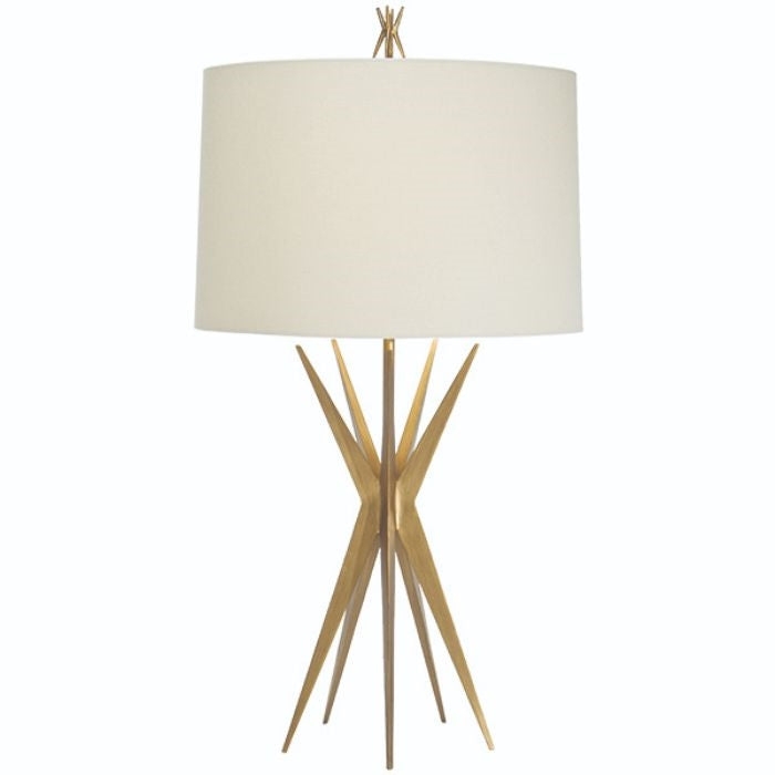 Table Lamp with Gilded Tripod Base and Oatmeal Linen Shade