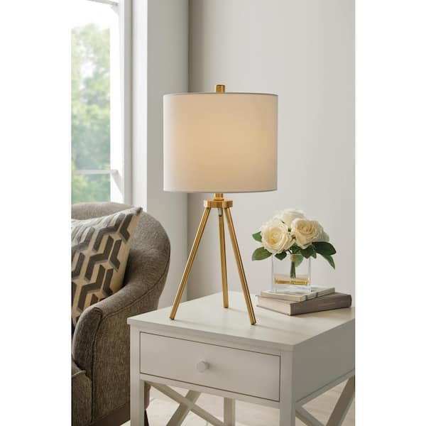 Table Lamp with Mid-Century Tripod Base and Drum Shade
