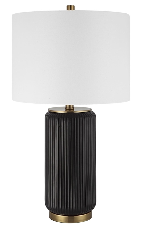 Table Lamp with Mixed Metal Design in Matte Black and Gold Accents