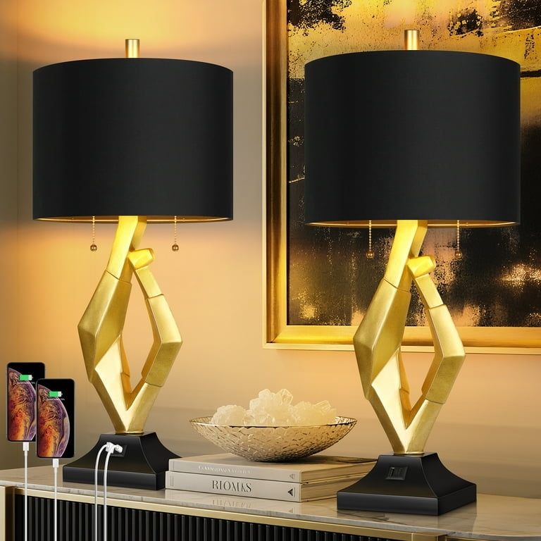 Table Lamp with Organic Sculptural Coral Base and Black Shade