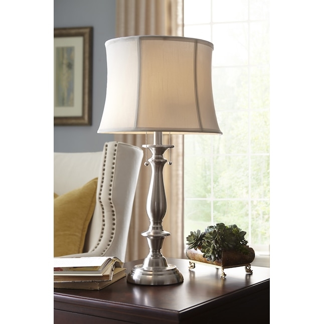 Table Lamp with Tiered Circular Base and Tapered Drum Shade