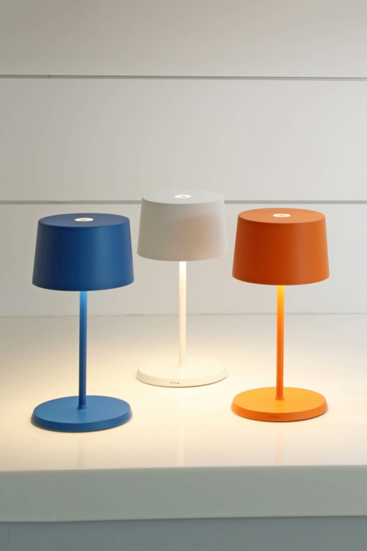 Table Lamps Cordless Matte Finish Flared Shade Multi-Color Set