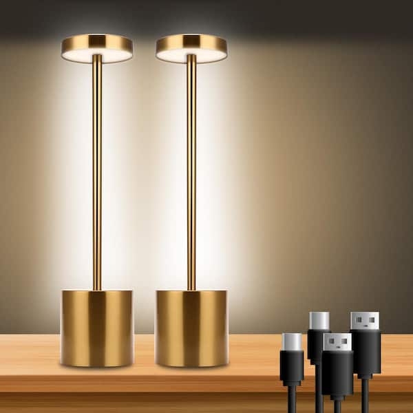 Table Lamps Cordless Mushroom Silhouette Brushed Gold Rechargeable