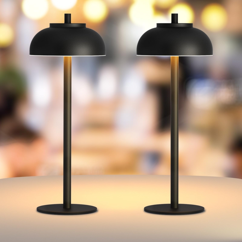 Table Lamps Cordless Tapered Shade Brushed Gold Modern Patio Light