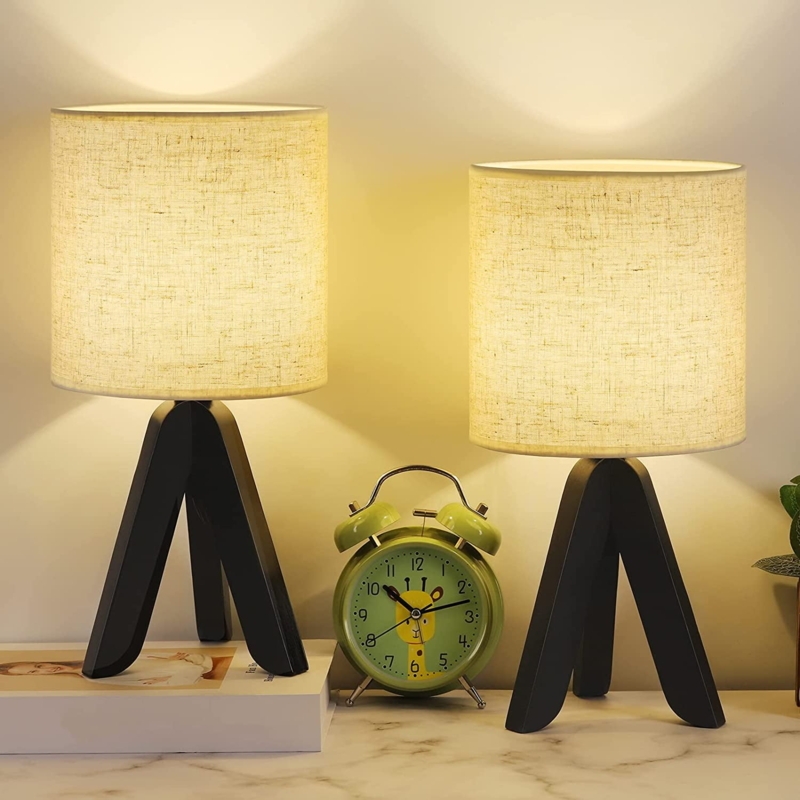 Table Lamps Set Mid Century Modern Tripod Base Monochrome Contrast