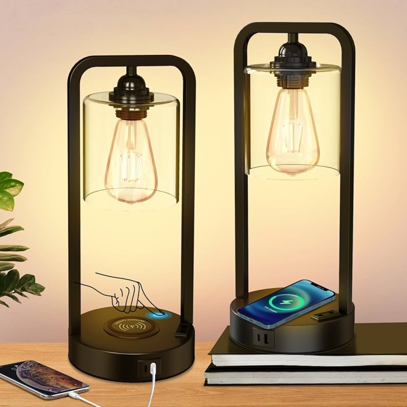 Table Lamps Set Of Two Open Frame Base Wireless Charging Base