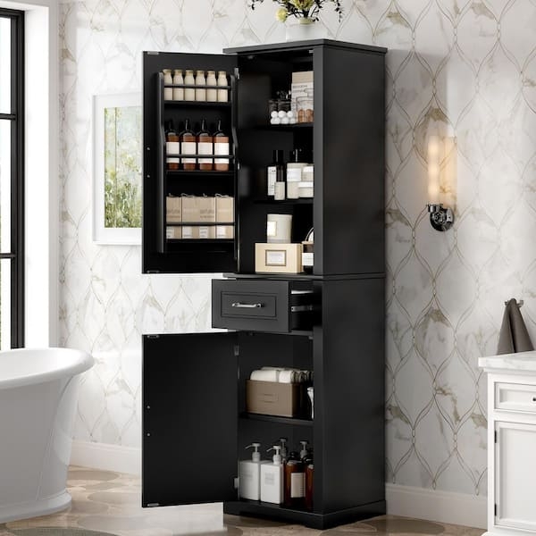 Tall Accent Cabinet with Splayed Wood Legs and Matte Finish