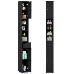Tall Slim Cabinet with Glass Upper Door and Shaker Lower Door