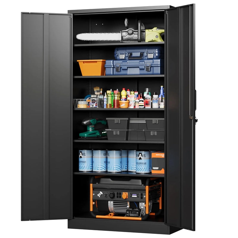 Tall Storage Cabinet: Industrial Tool Locker with Recessed Handles