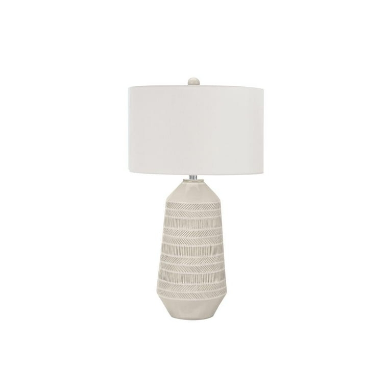 Tall Table Lamp, 33 Inch Height, Textured Ceramic Base with Tapered Drum.