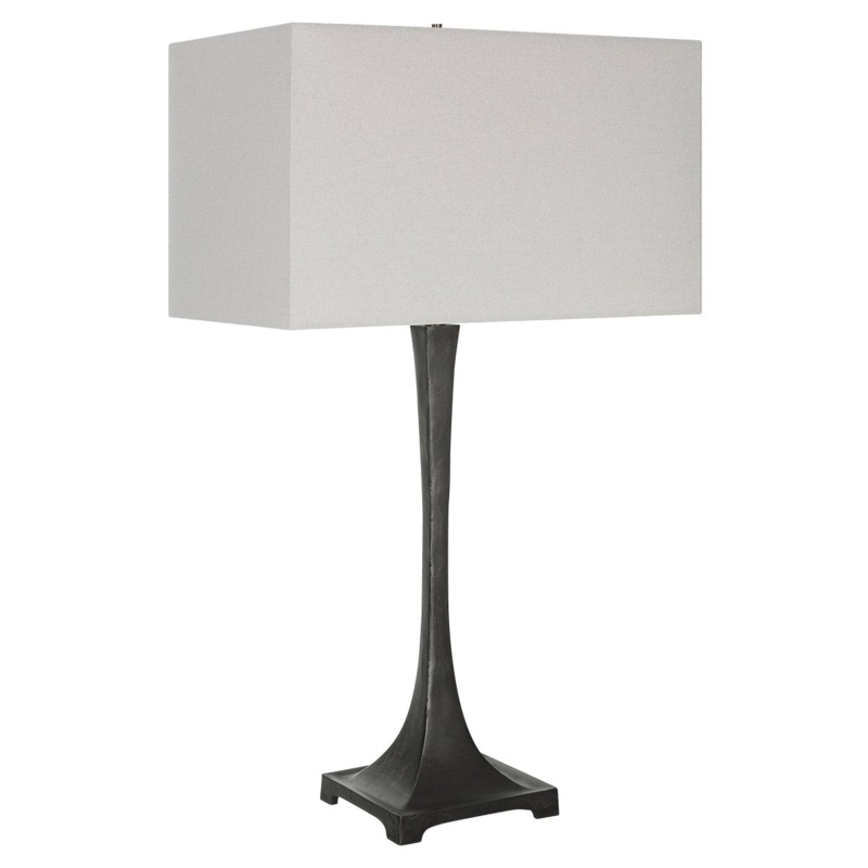 Tapered Iron Base Table Lamp with Rectangular Silhouette