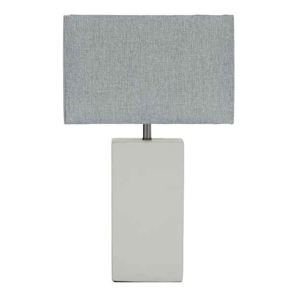 Task Table Lamp Cement Base Square Fabric Shade Industrial Desk Lighting