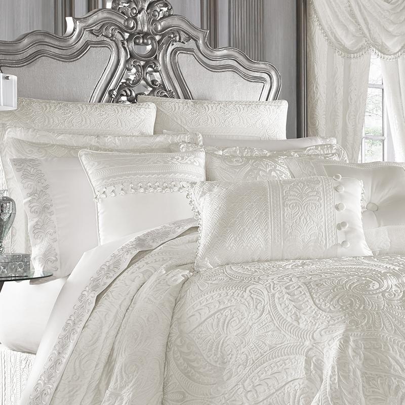 Tassel Trim Comforter Set Raised Damask Texture Traditional Luxury