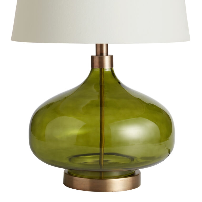 Teardrop Glass Table Lamp Base Forest Green Silver Socket