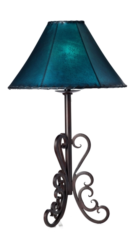 Textured Drum Shade Table Lamp on Iron Tripod Base
