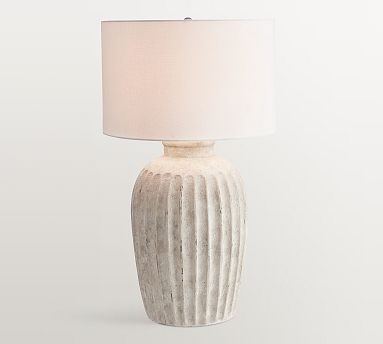 Textured Terra Cotta Table Lamp Tall Bottle Base Modern Organic