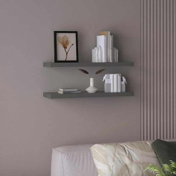 Thick Profile Floating Shelf Set for Modern Over Sofa Layout