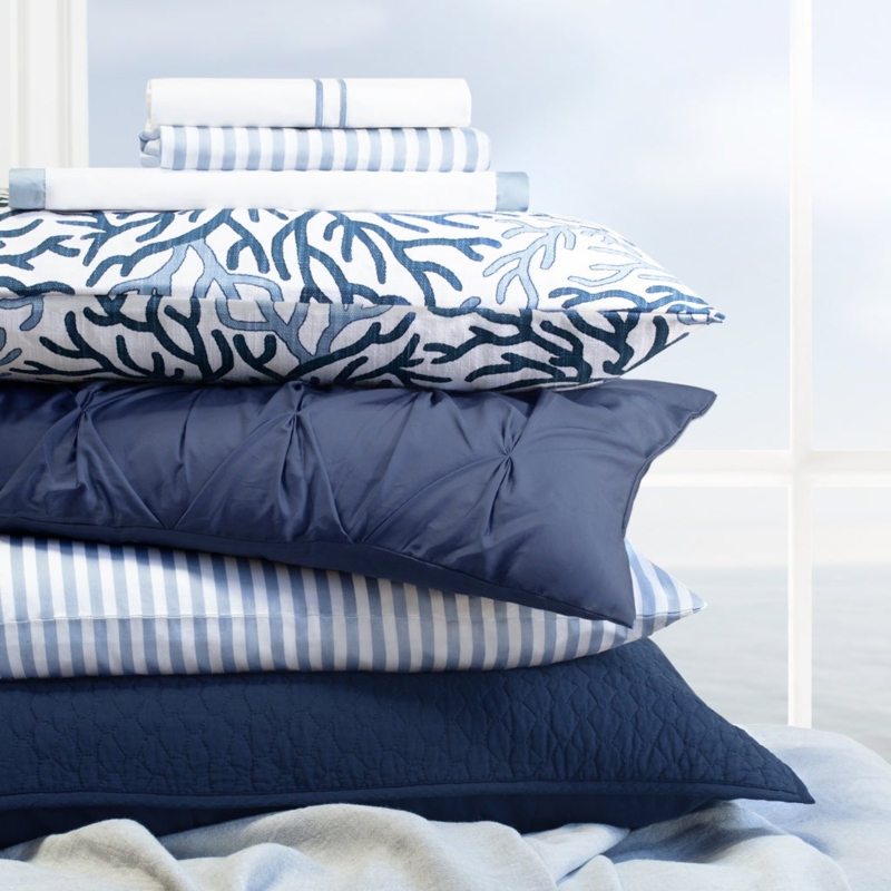 Throw Pillow Mixed Texture French Blue Stripes Shaggy Accent