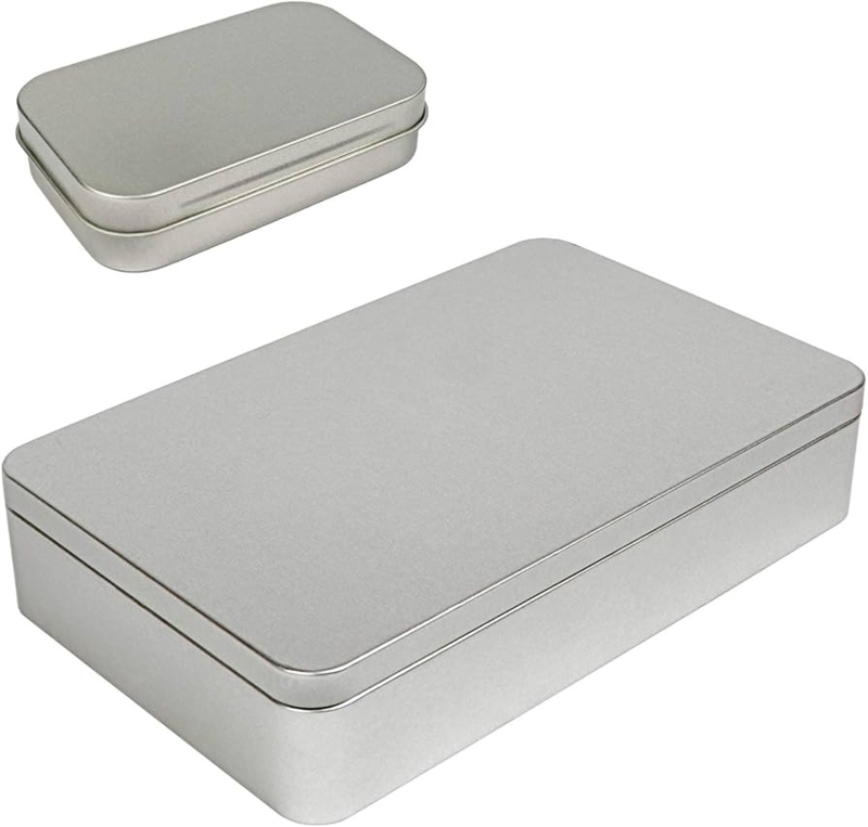 Tin Box Matte Metal Rectangular Rounded Corners Removable Lid