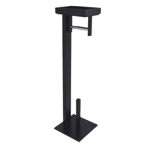 Toilet Paper Holder with Storage Shelf and Reserve Rod for Bathroom