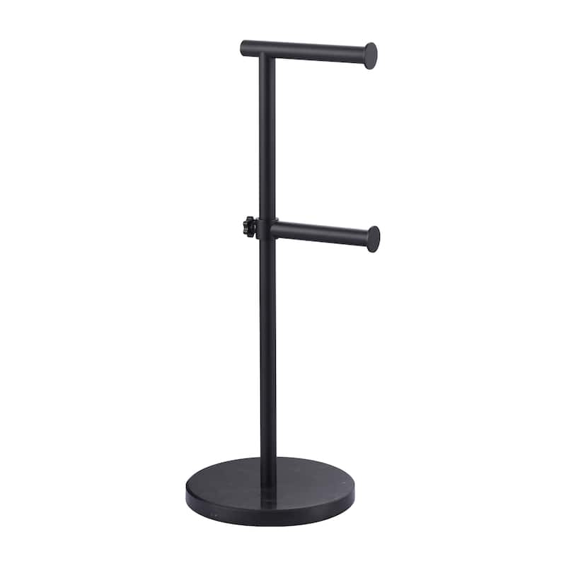 Toilet Paper Stand with Weighted Square Base and Integrated Reserve