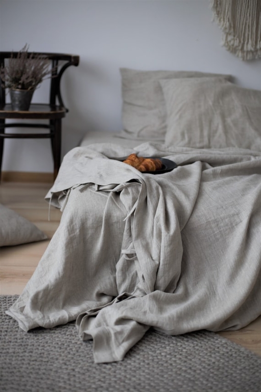 Tonal Gray Crinkled Duvet Set for Farmhouse Layered Bedding