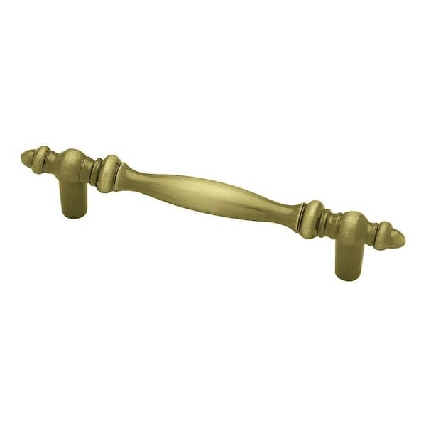 Traditional Antique Brass Drawer Pull with Flared Ends