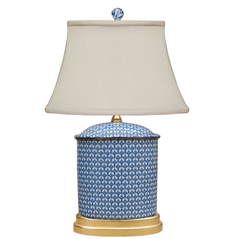 Traditional Table Lamp: Porcelain Ginger Jar with Botanical Pattern