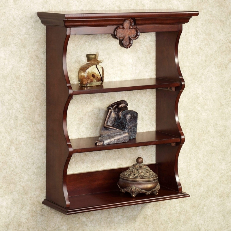 Traditional Wall Shelf with Ornate Scroll Brackets & Molded Edge
