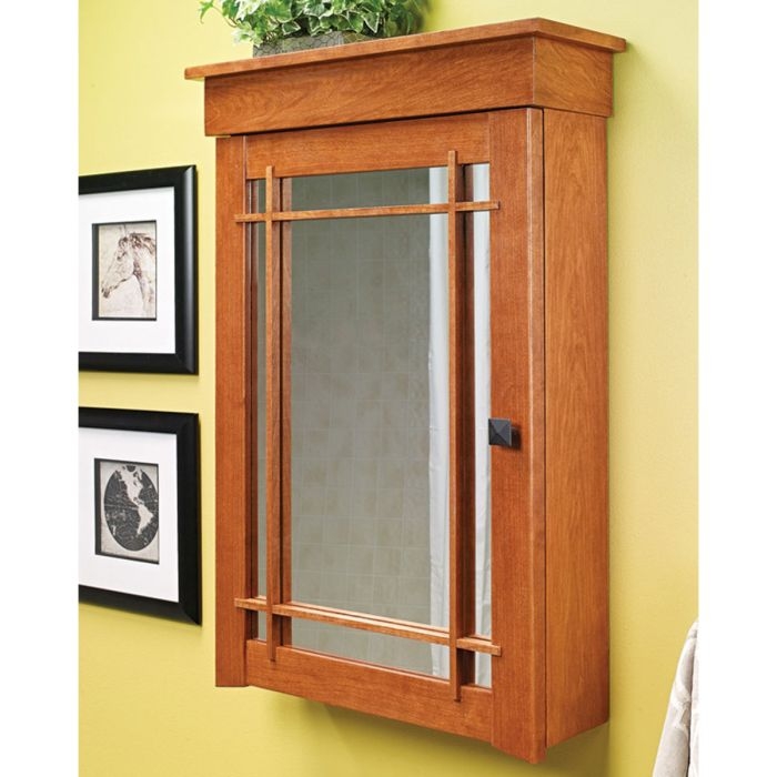 Traditional Wood Medicine Cabinet with Glass Shelving and Dual Doors