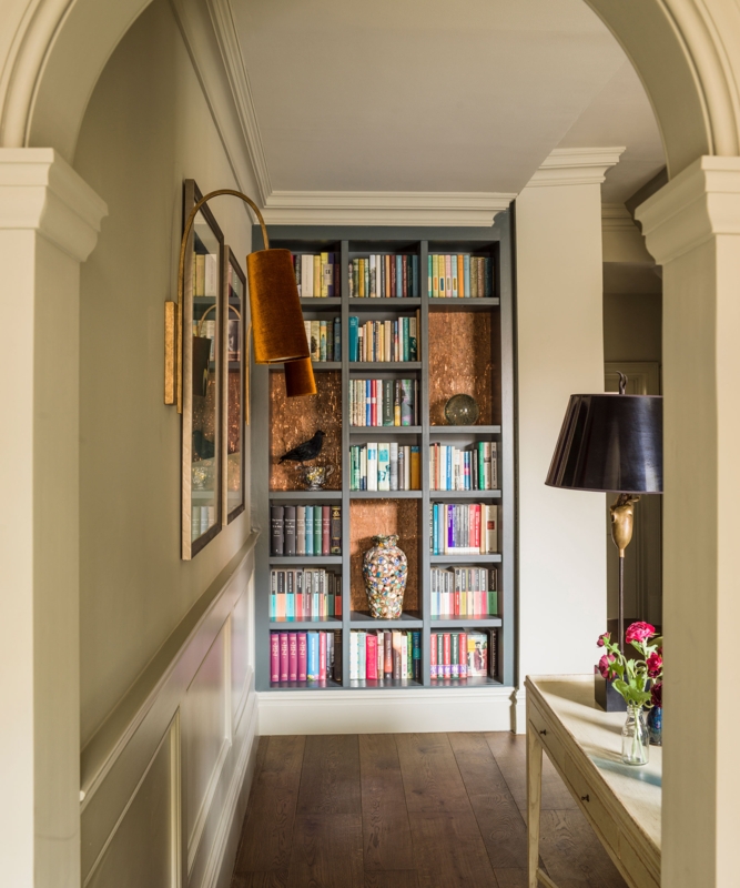 Transitional Entryway Built-in Storage with Arched Niche & Bench
