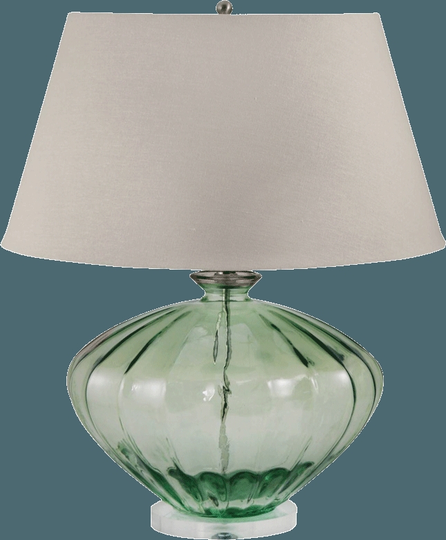 Transitional Forest Green Fluted Glass Table Lamp Recycled