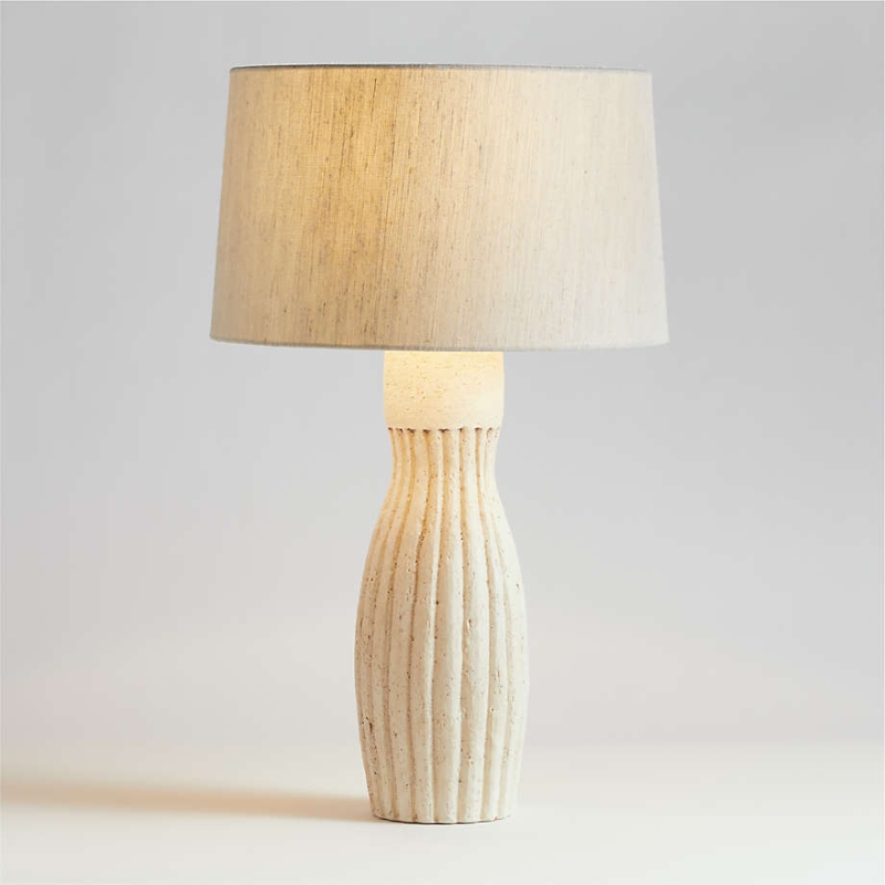 Transitional Table Lamp Matte Ceramic with Vertical Ribbed Texture