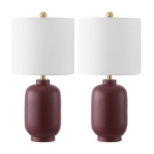 Transitional Table Lamp with High Gloss Gourd Base and Drum Shade