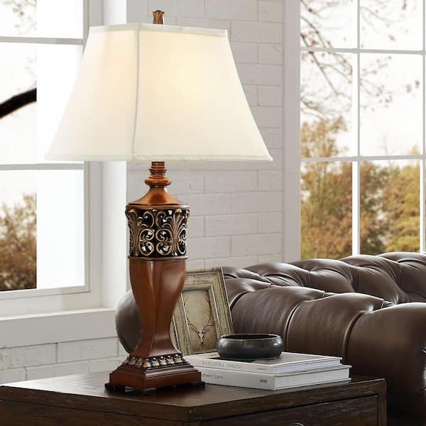 Transitional Table Lamps Distressed Stone Like Base Grey Resin