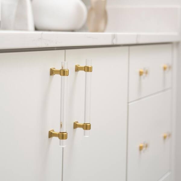 Transparent Bar Cabinet Pull: Brushed Metal Posts