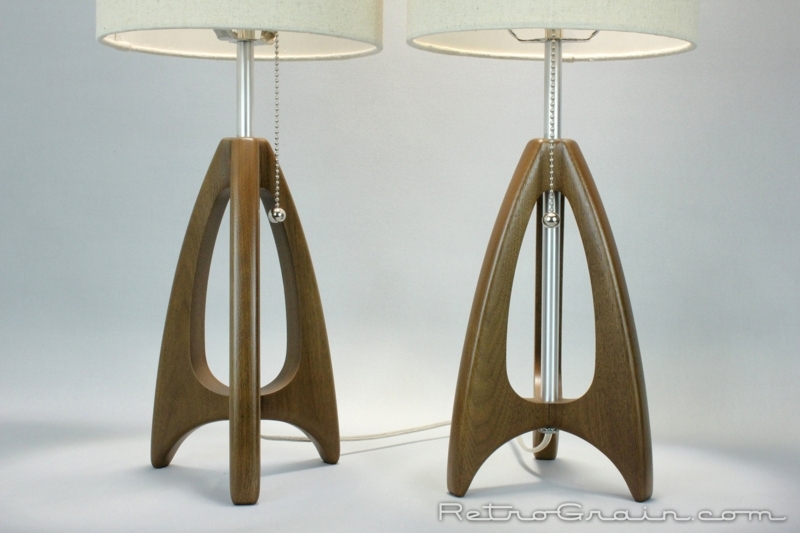 Tripod Table Lamp Pair Minimalist Bedroom Lamp Tapered Wood