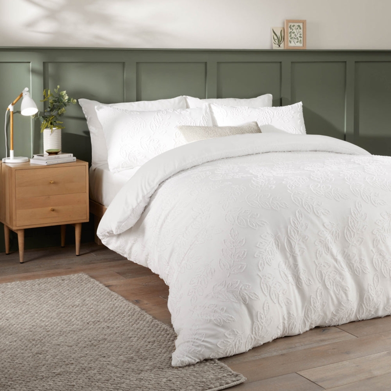 Tufted Leaf Duvet Cover Set, Boho Chic Style