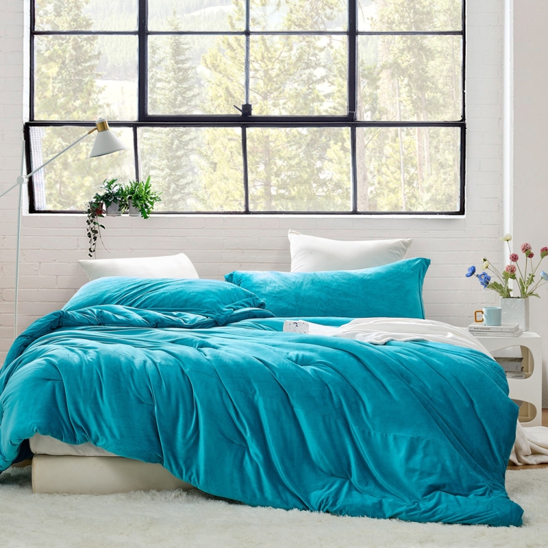 Ultra-Plush Comforter Set, Tahitian Teal, High Pile Shaggy Texture